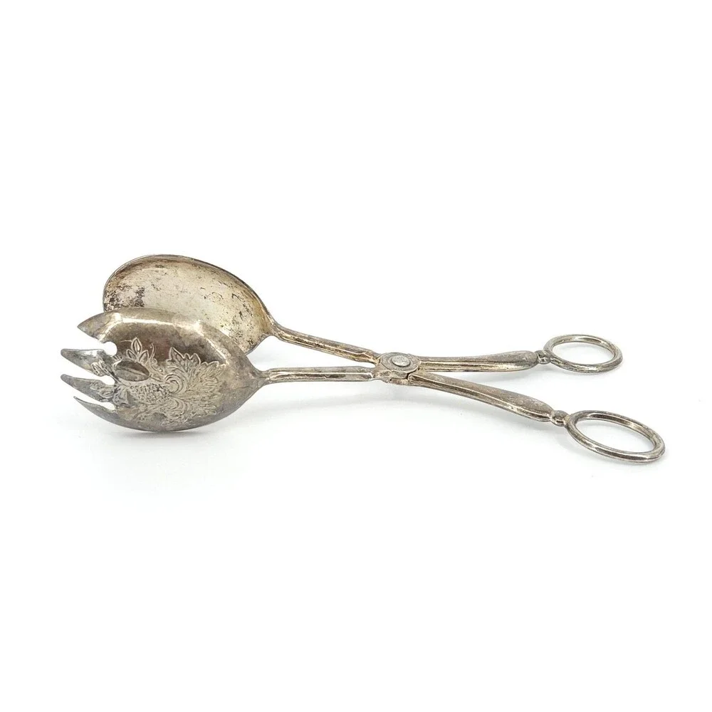 VTG Italy Silverplated Scissor Salad Tongs 8.5